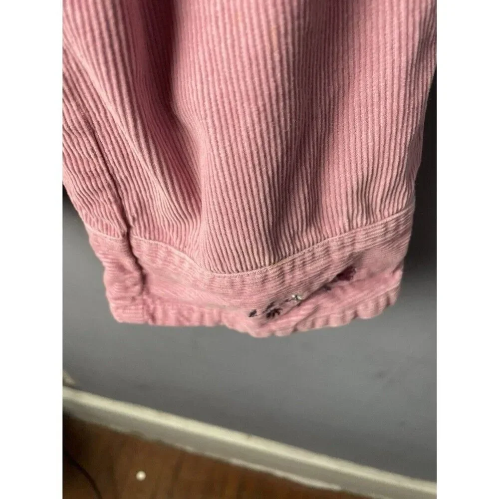 Cherokee 4t corduroy overalls, pink with embroidered flower detail
